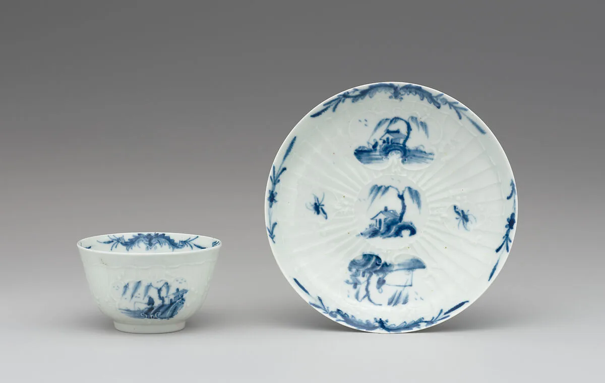 Teabowl and saucer — Worcester factory
