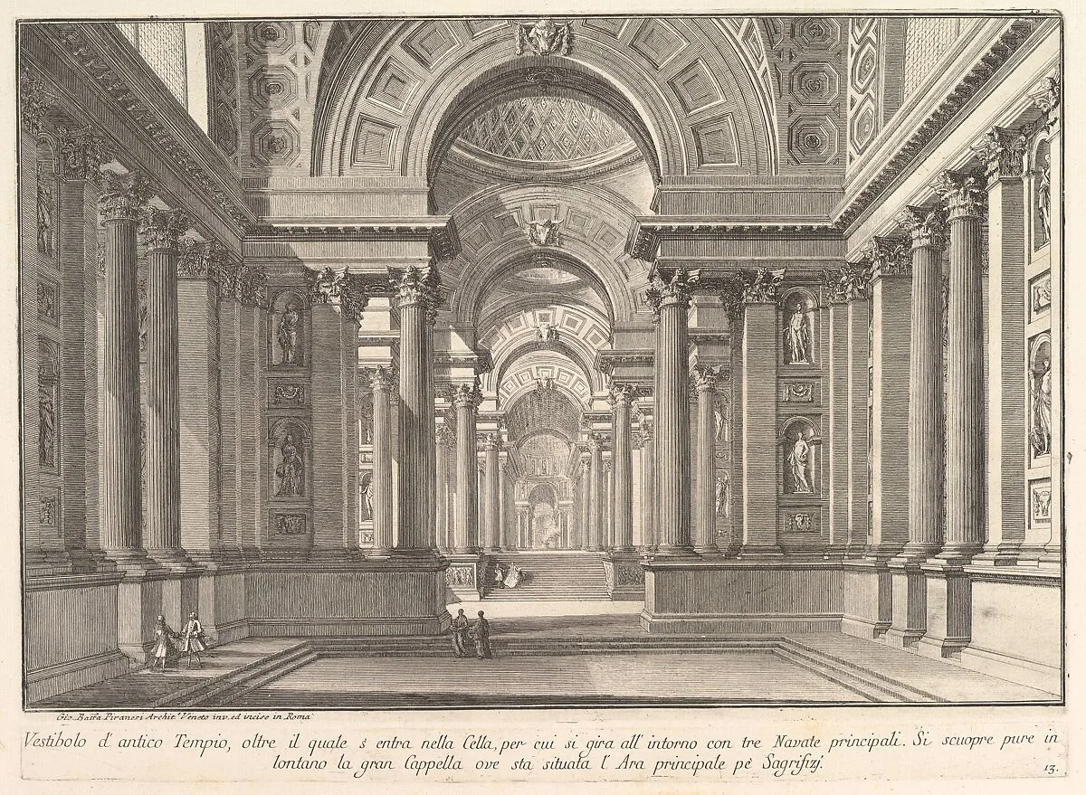 Vestibule of an ancient temple... (Vestibolo d'antico Tempio...), from "Prima Parte di Architettura, e Prospettive" — Giovanni Battista Piranesi