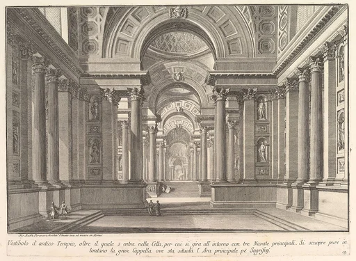 Vestibule of an ancient temple... (Vestibolo d'antico Tempio...), from "Prima Parte di Architettura, e Prospettive"