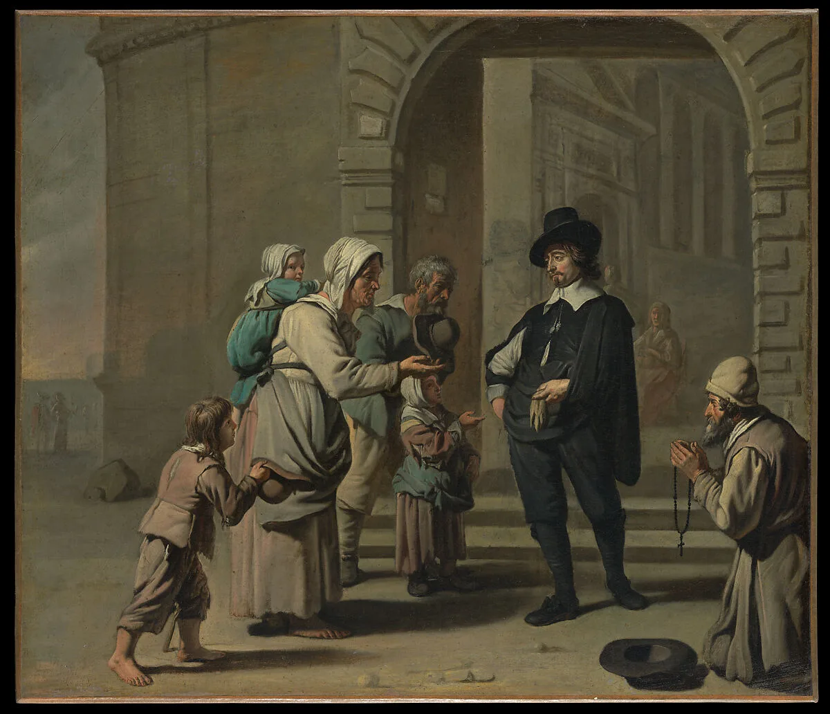 Beggars at a Doorway — Master of the Béguins, French or Flemish, active 1650–60 (possibly Abraham Willemsens, Flemish, active by 1627, died 1672)