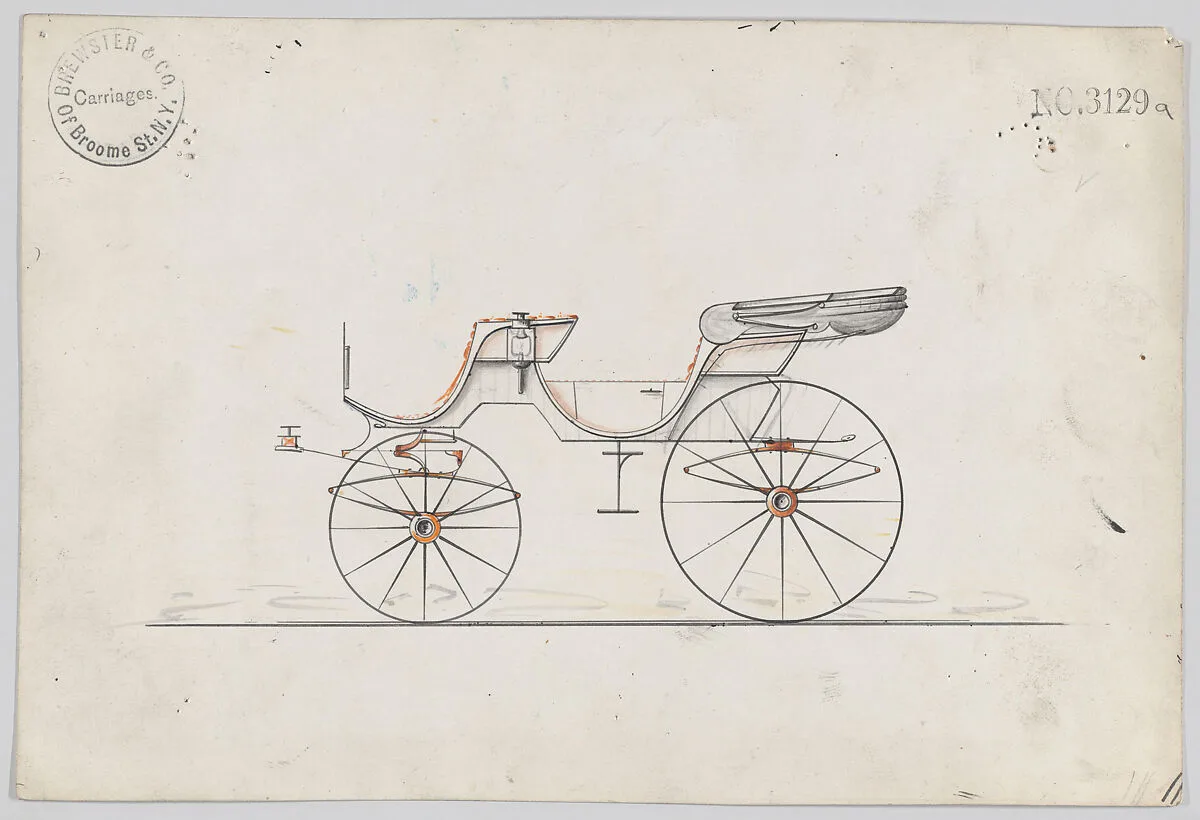 Design for 2 seat Cabriolet Phaeton, no. 3129a — Brewster & Co.