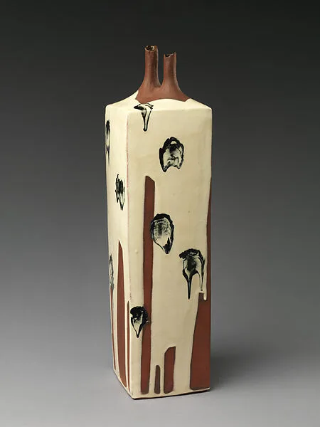 近藤豊作 墨流し壷|Vessel with dripping black ink patterns (Sumi nagashi tsubo) — Kondō Yutaka