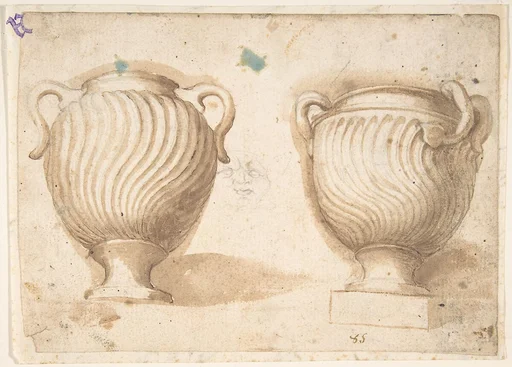 Two Antique Vases with Strigil Decorations