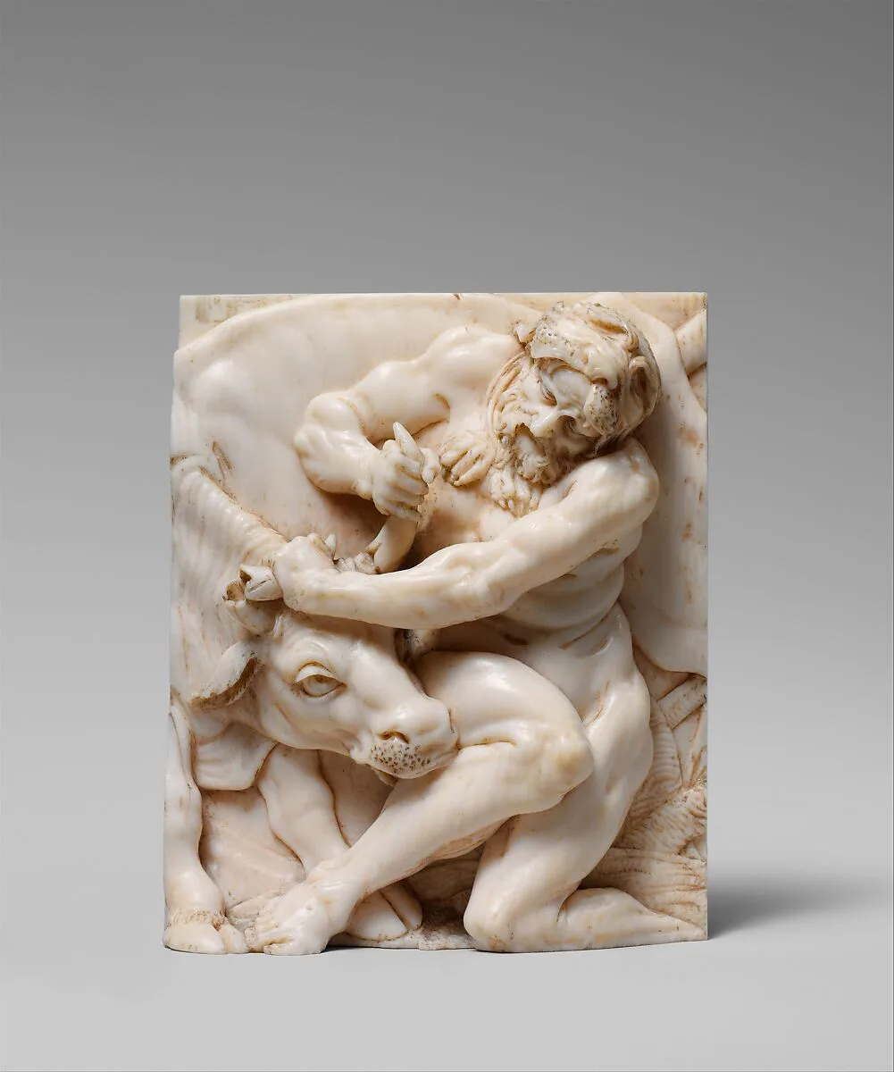 Hercules and Achelous (in the form of a bull) — Master of the Martyrdom of St. Sebastian