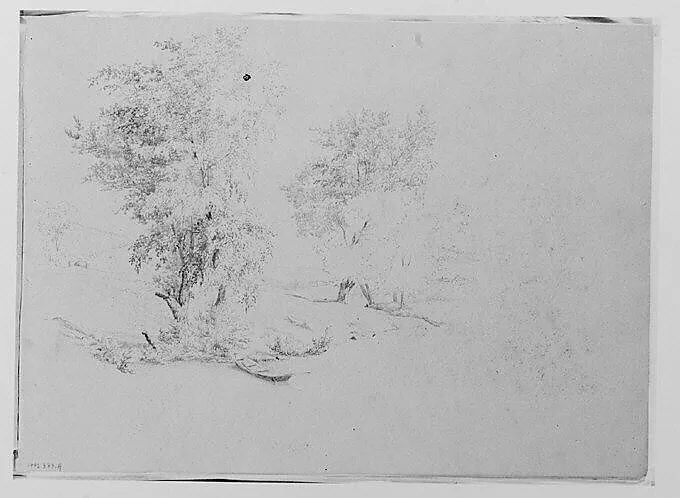 Stream Bank with Trees, Dinghy (from Sketchbook) — Thomas Hewes Hinckley