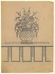 Vertical Panel with a Flower Arrangement in a Vase Above a Series of Rectangles and White Circles — Anonymous, French, 20th century