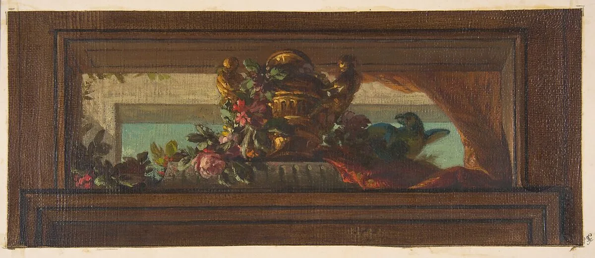 Trompe l'oeil design of birds and flowers — Jules-Edmond-Charles Lachaise|Eugène-Pierre Gourdet