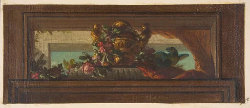 Trompe l'oeil design of birds and flowers