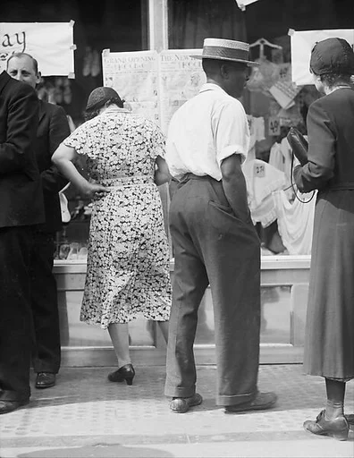 [Shoppers in Front of H.C.F. Koch & Co. Department Store Window, West 125th Street, New York City]