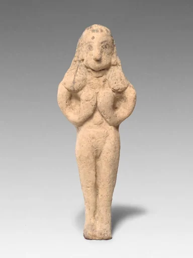 Terracotta statuette of a nude woman