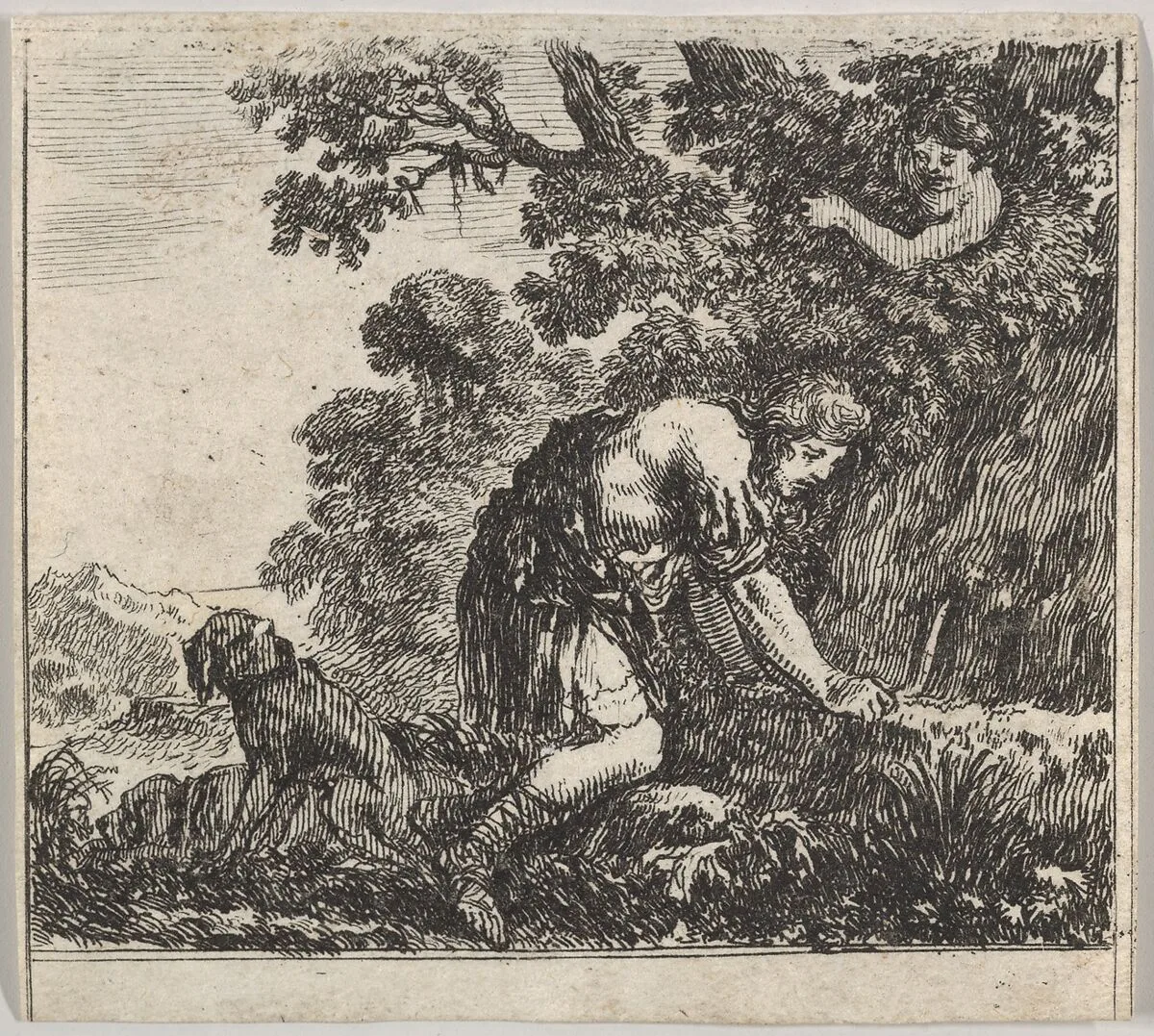 Narcissus, from 'Game of Mythology' (Jeu de la Mythologie) — Stefano della Bella