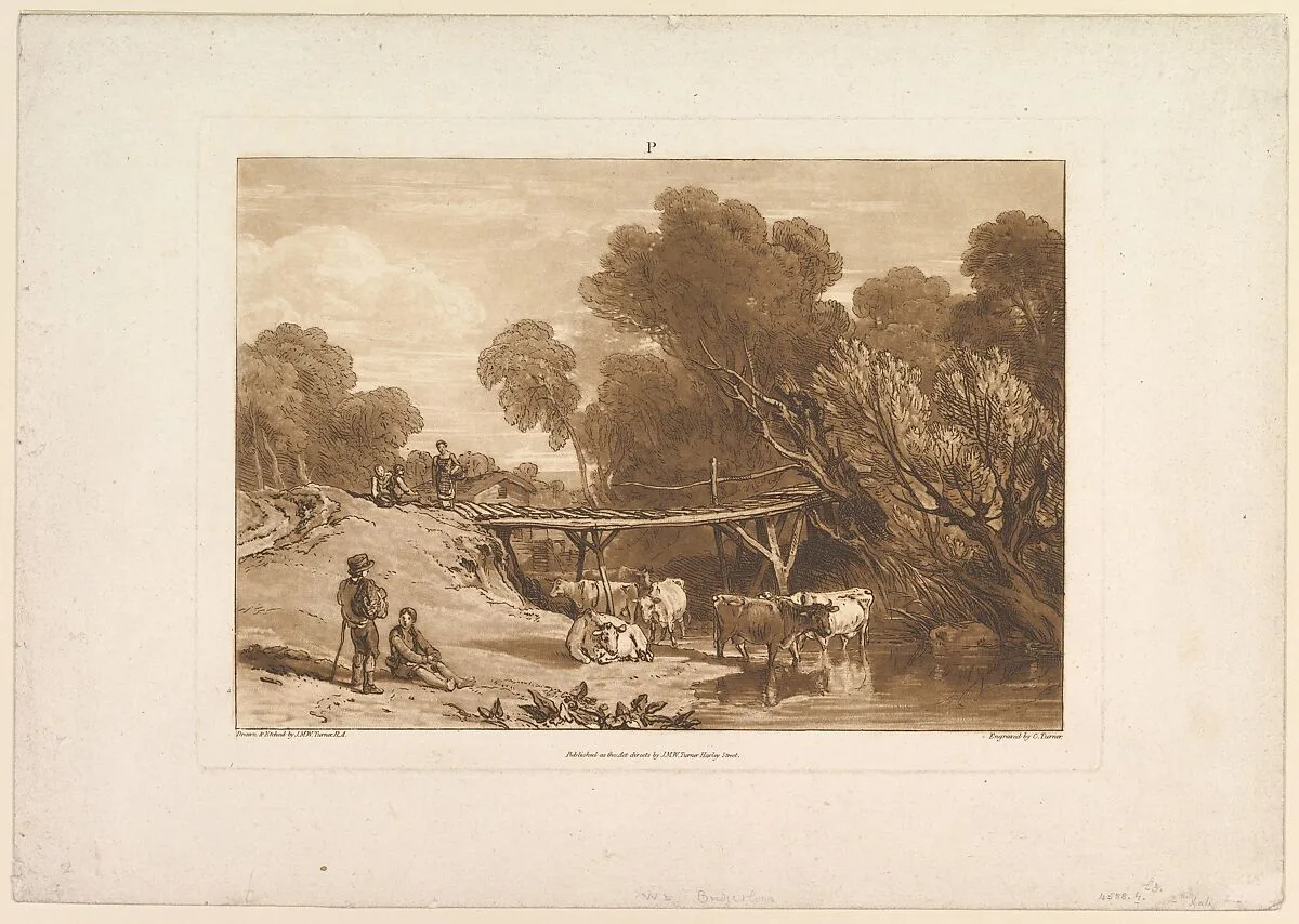 Bridge and Cows (Liber Studiorum, part I, plate 2) — Joseph Mallord William Turner|Charles Turner|Joseph Mallord William Turner