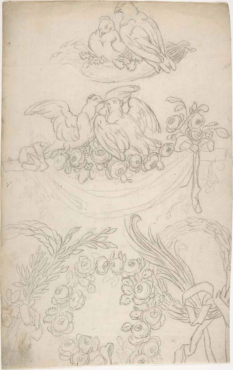 Ornament with Doves and Cornucopia — Anonymous, German, 19th century