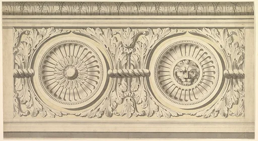 Design for a Frieze, Ornamented with Lion's Head Paterae