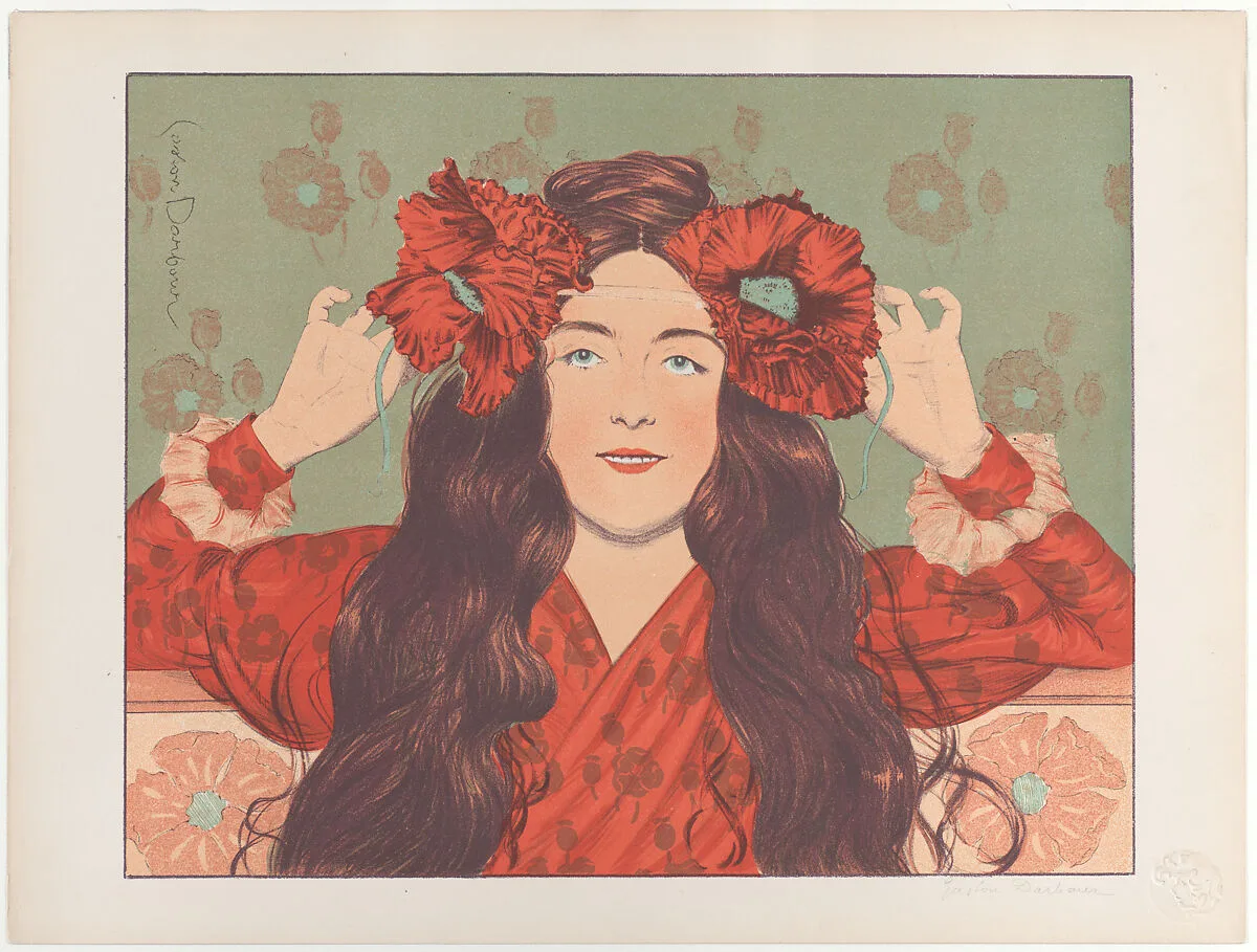 Woman with poppies, from "L'Estampe Moderne" — Gaston Darbour