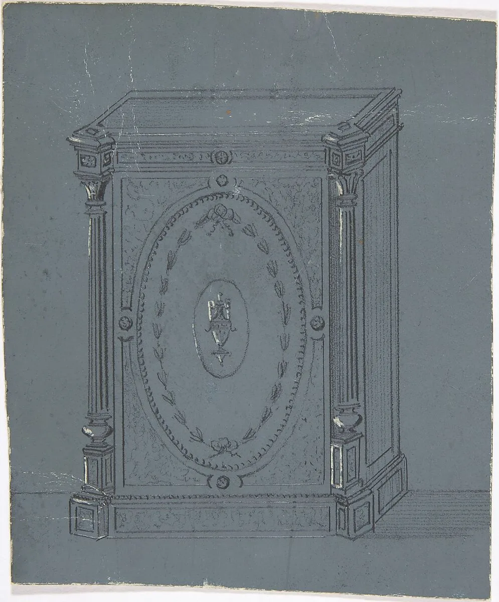 Cabinet Design with a Central Urn Ornament — Anonymous, British, 19th century