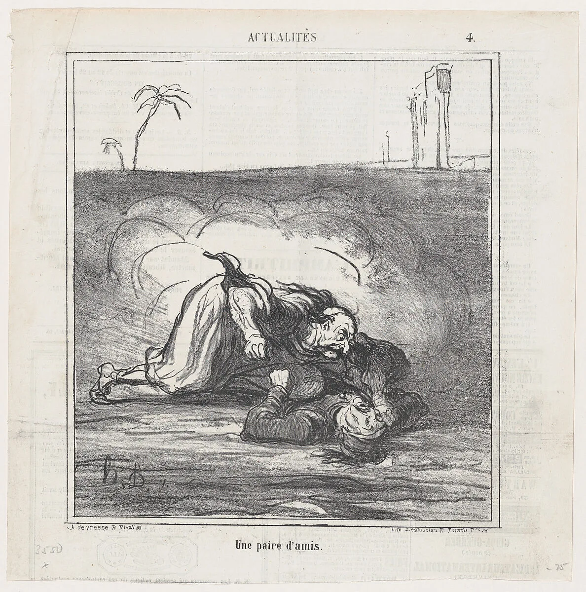 A pair of friends, from 'News of the day,' published in Le Charivari, January 21, 1867 — Arnaud de Vresse|Destouches|Honoré Daumier