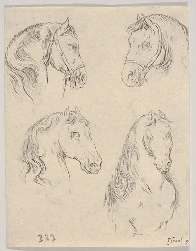 Plate 16: four studies of horse heads, from 'Various heads and figures' (Diverses têtes et figures)