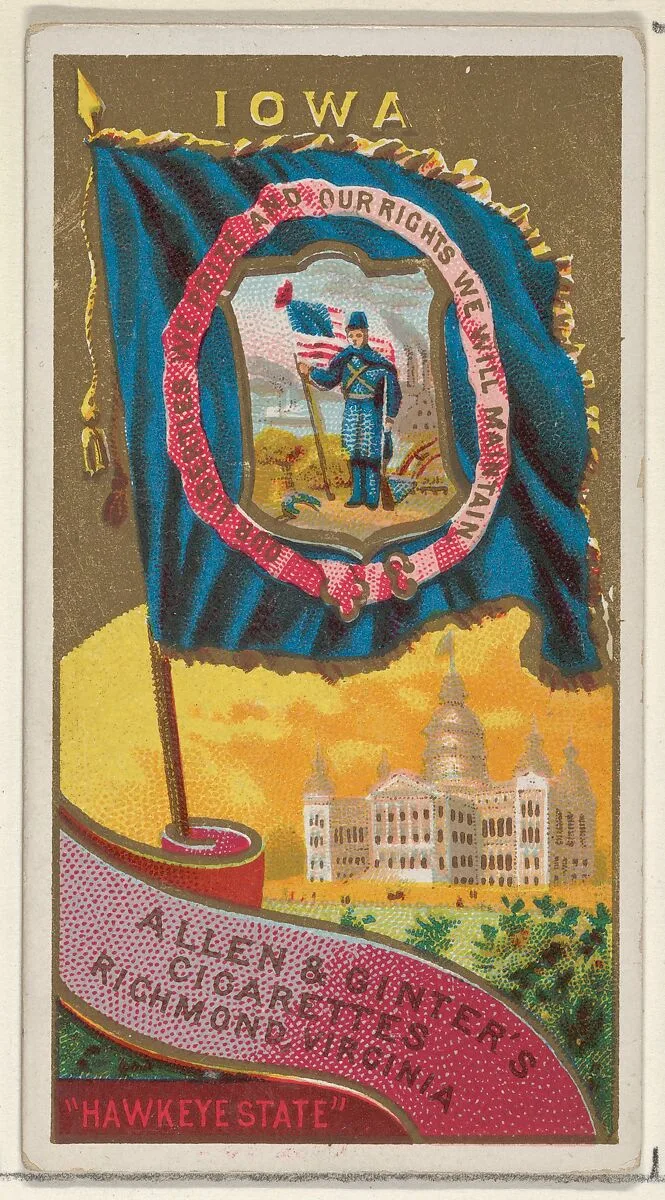 Iowa, from Flags of the States and Territories (N11) for Allen & Ginter Cigarettes Brands — Allen & Ginter