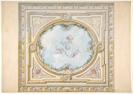 Design for a ceiling in rococo style with a trompe l'oeil oculus