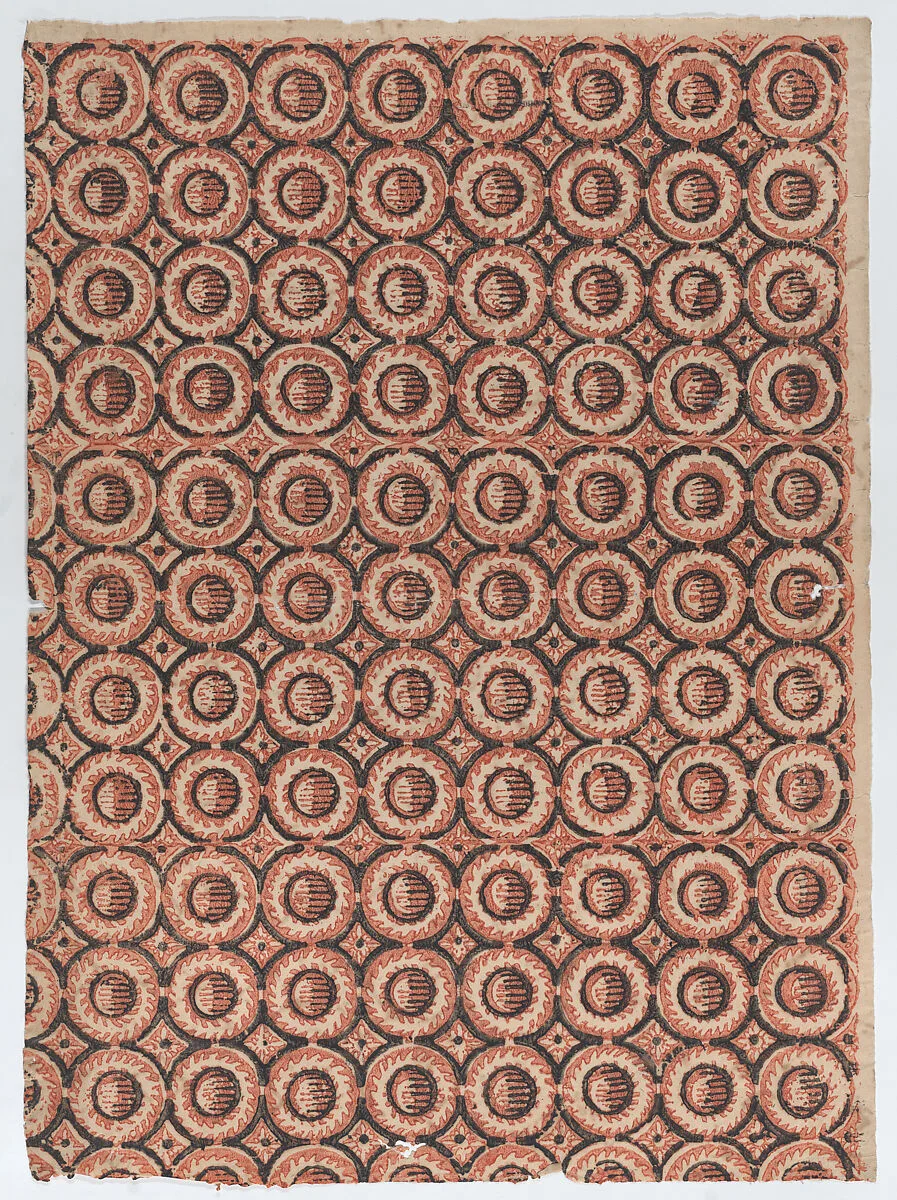 Sheet with overall red circular pattern — Anonymous