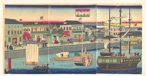 横浜海岸通り之風景|View of the Seafront in Yokohama (Yokohama Kagandori no fūkei)