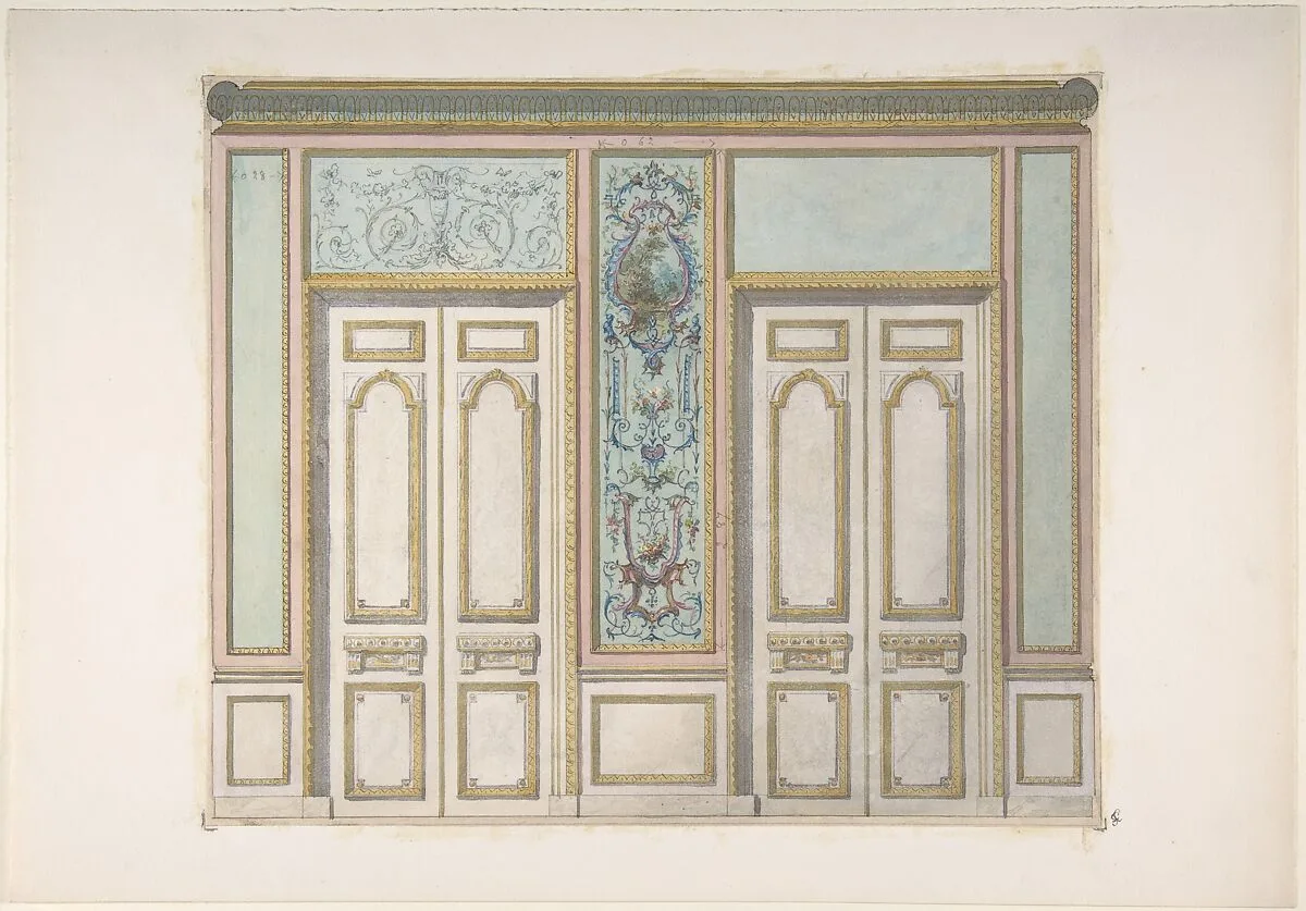 Design for a Pair of Doors Joined by an Ornamental Panel — Jules-Edmond-Charles Lachaise|Eugène-Pierre Gourdet