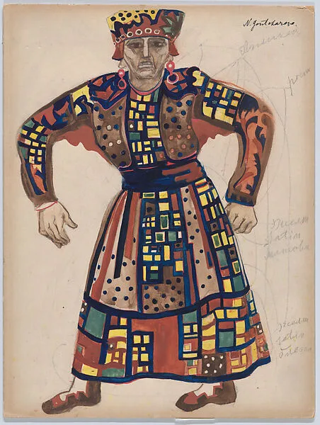 Costume Design for Manka, for 'Bogatyri Ballet' (The Ballet of the Epic Heroes), premiered in New York, 1938 — Natalia Goncharova