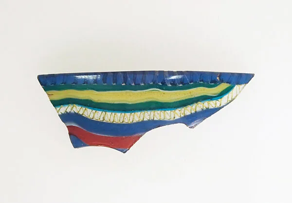 Glass striped mosaic bowl fragment — Unknown
