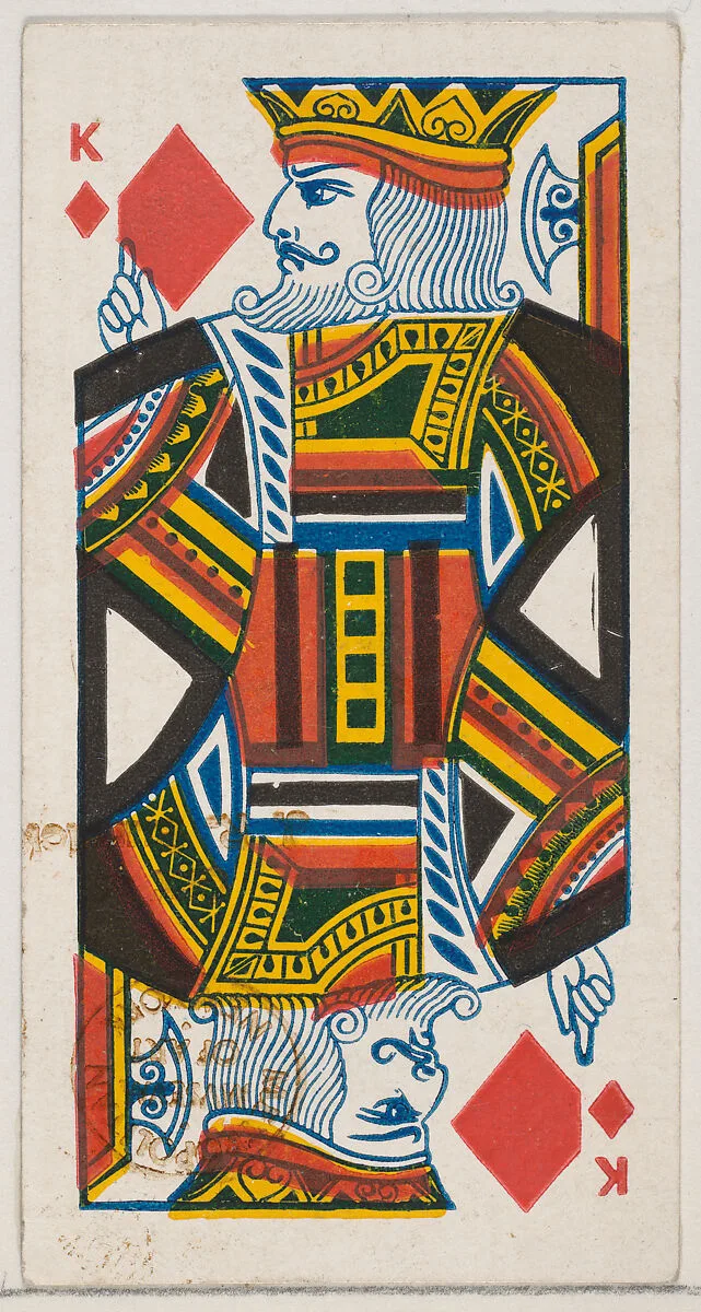 King of Diamonds (red), from the Playing Cards series (N84) for Duke brand cigarettes — W. Duke, Sons & Co.