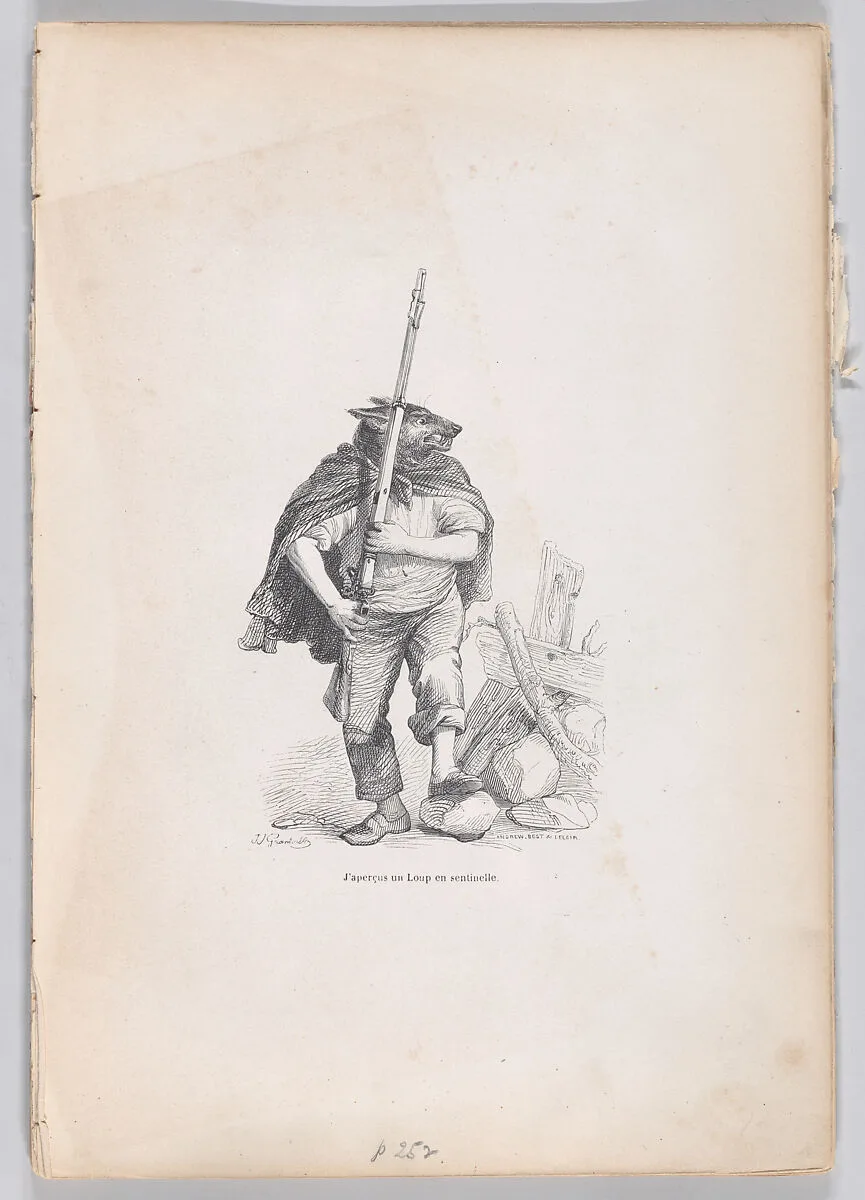 "I saw a wolf standing guard" from Scenes from the Private and Public Life of Animals — Honoré de Balzac|J. J. Grandville|Andrew Best Leloir