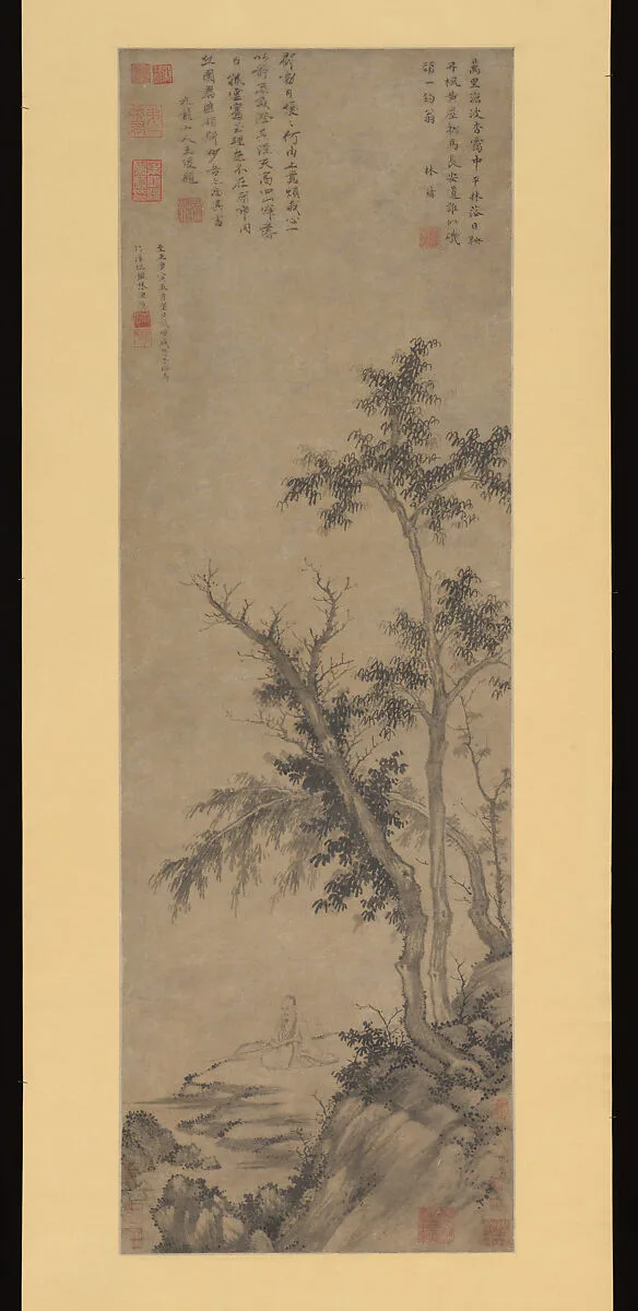 元 盛懋 秋林漁隱圖 軸|Recluse Fishing by Autumn Trees — Sheng Mao