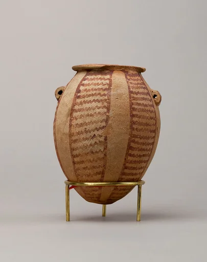 Decorated ware jar with lug handles