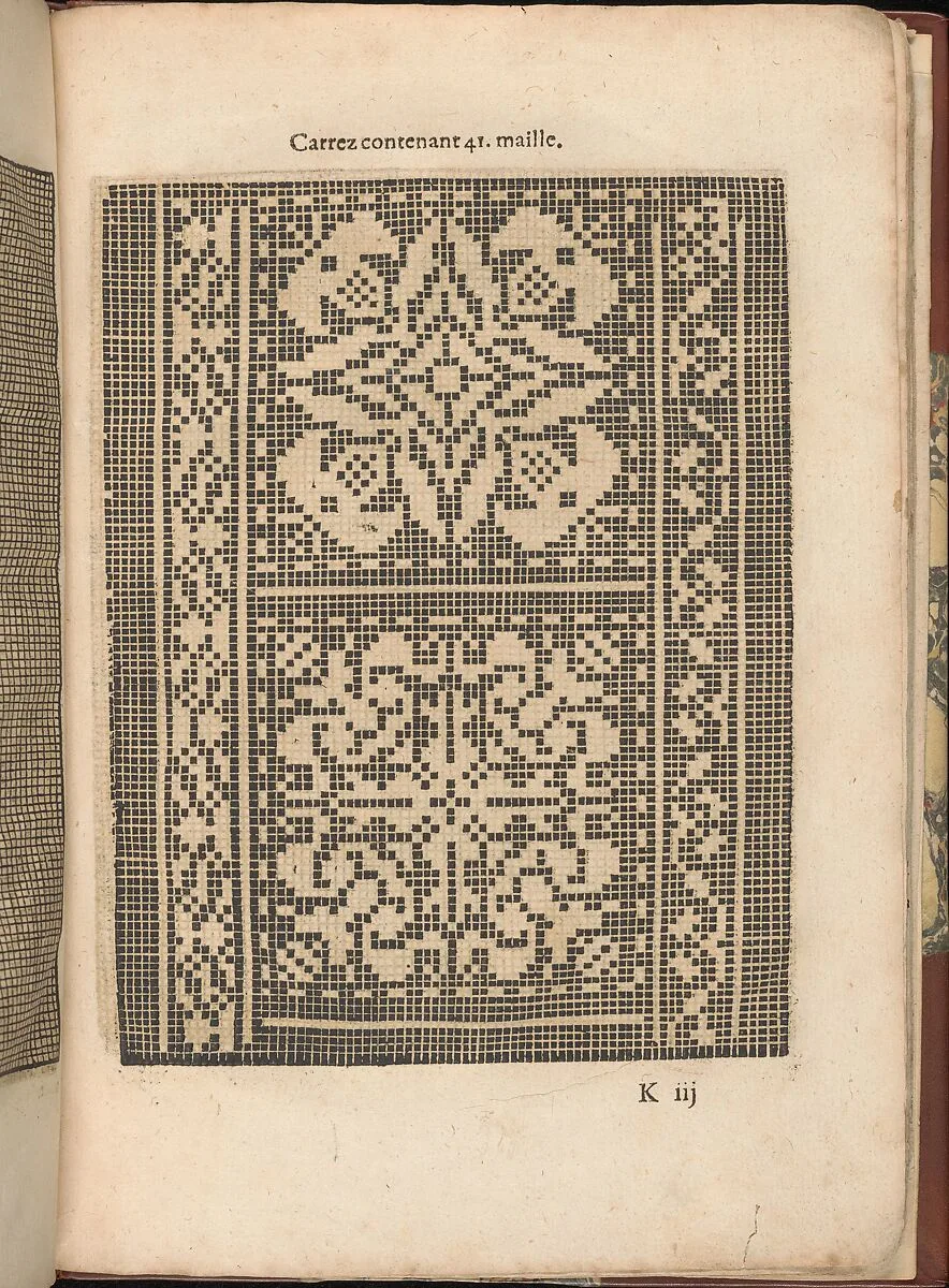 Les Secondes Oeuvres, et Subtiles Inventions De Lingerie du Seigneur Federic de Vinciolo Venitien, page 39 (recto) — Federico de Vinciolo|Jean Le Clerc|Catherine de Bourbon
