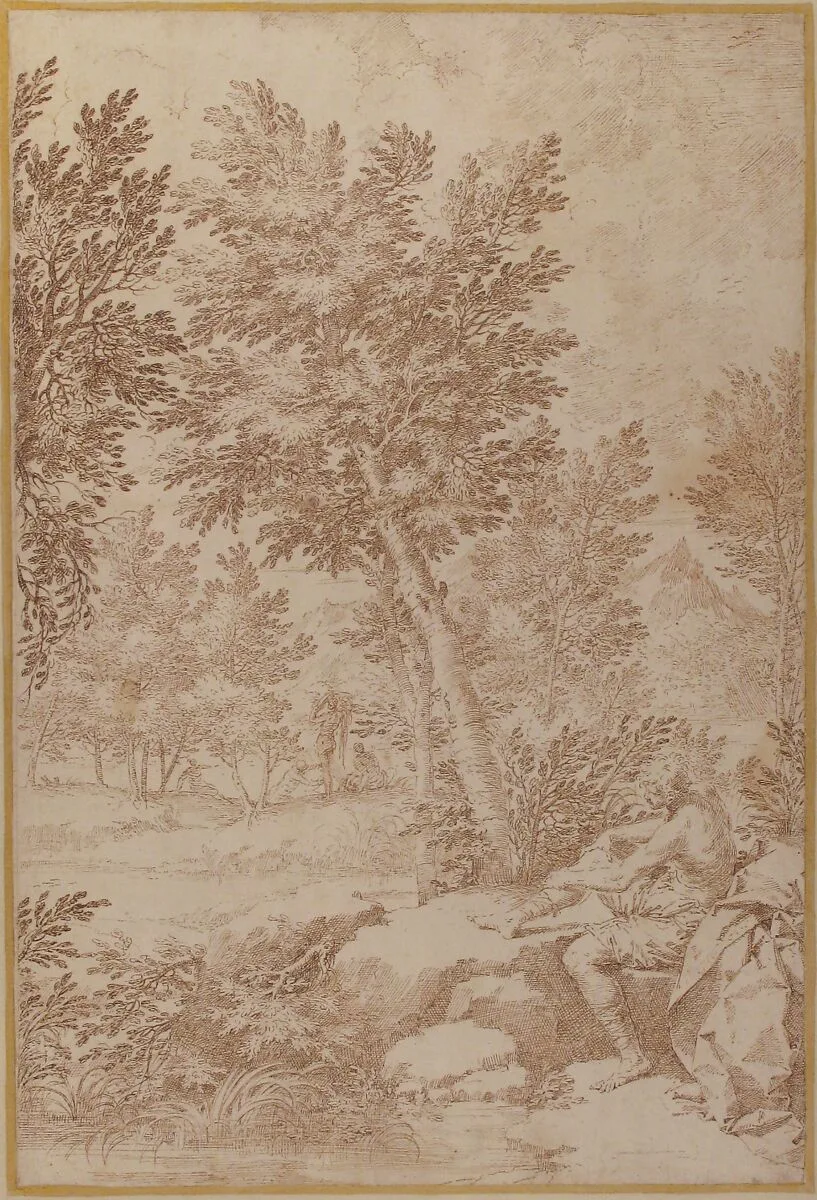 Bathers in a Wooded Landscape — Donato Creti