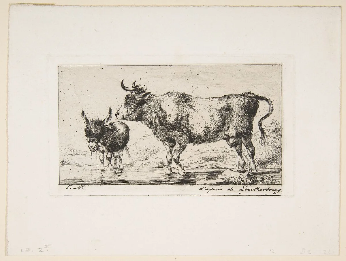 Cow and Ass — Charles Meryon|Philippe Jacques de Loutherbourg