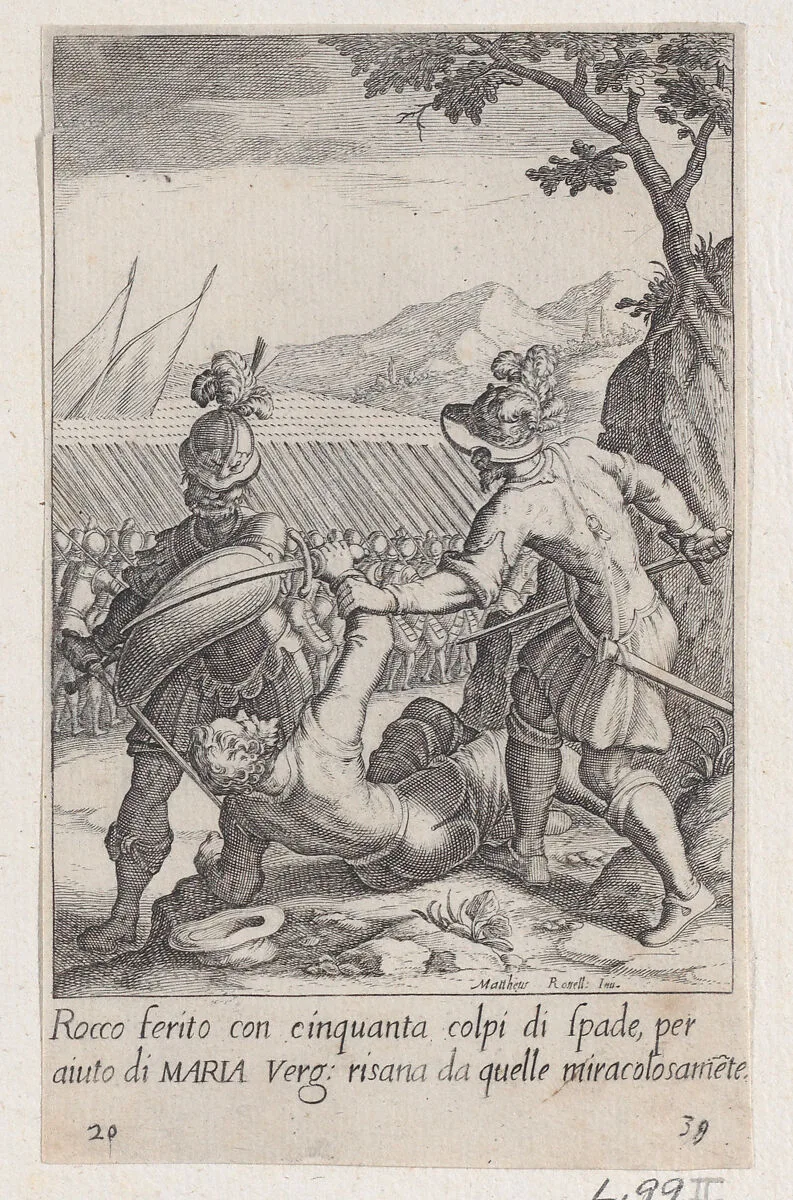 Rocco, from Scelta d'Alcuni Miracoli e Grazie della Santissima Nunziata di Firenze (Selection of Some Miracles and Graces that Occurred in the Church of the Annunziata in Florence) — Jacques Callot|Matteo Rosselli