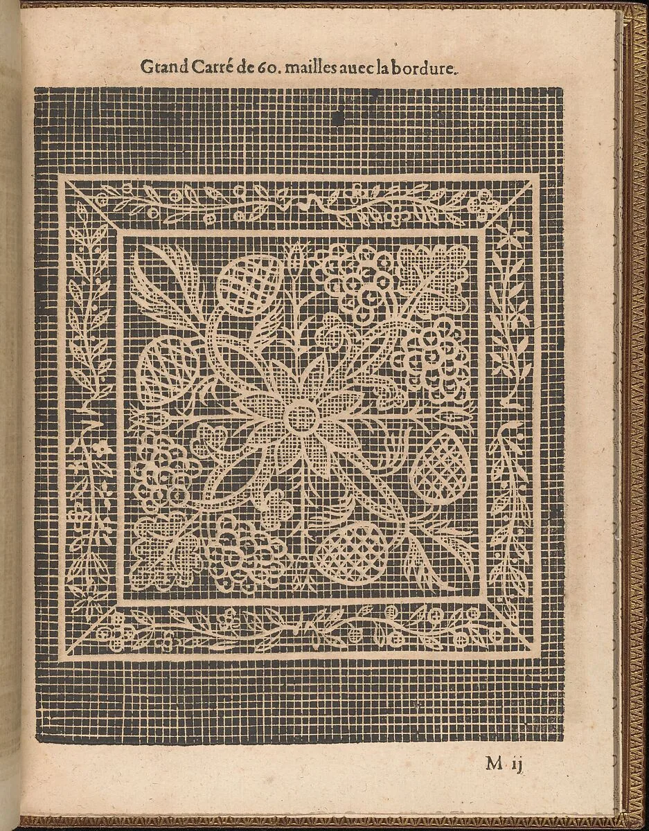 La Pratique de l'Aiguille, page 45 (recto) — Matthias Mignerak|Pierre Firens|Marie de Medici|Jean Le Clerc