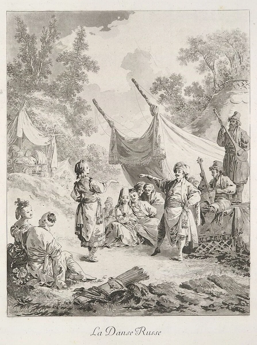 The Russian Dance, in Oeuvres de Jean-Baptiste Le Prince, peintre du Roi — Basan Frères|Jean-Baptiste Le Prince