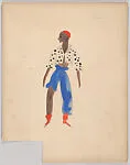 Drawing for a theatrical costume for a young man with a black and white spotted jacket — Vincente Minnelli