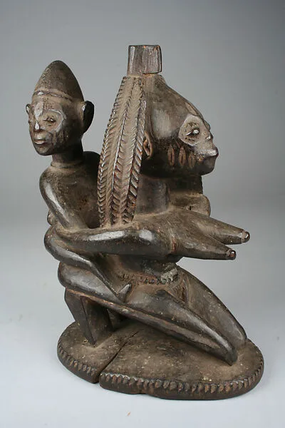Vessel Support: Kneeling Mother with Child Figure — Unknown