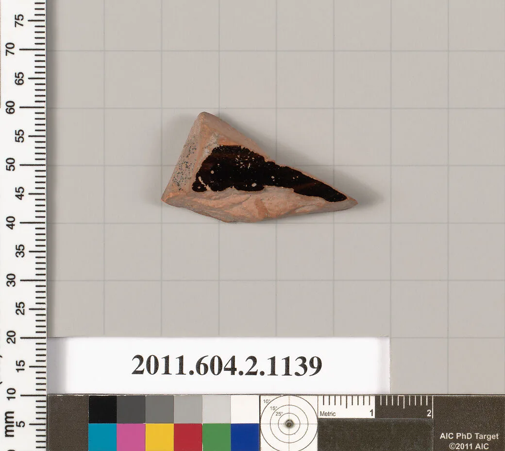 Terracotta fragment of a lekanis lid (covered dish) — Unknown