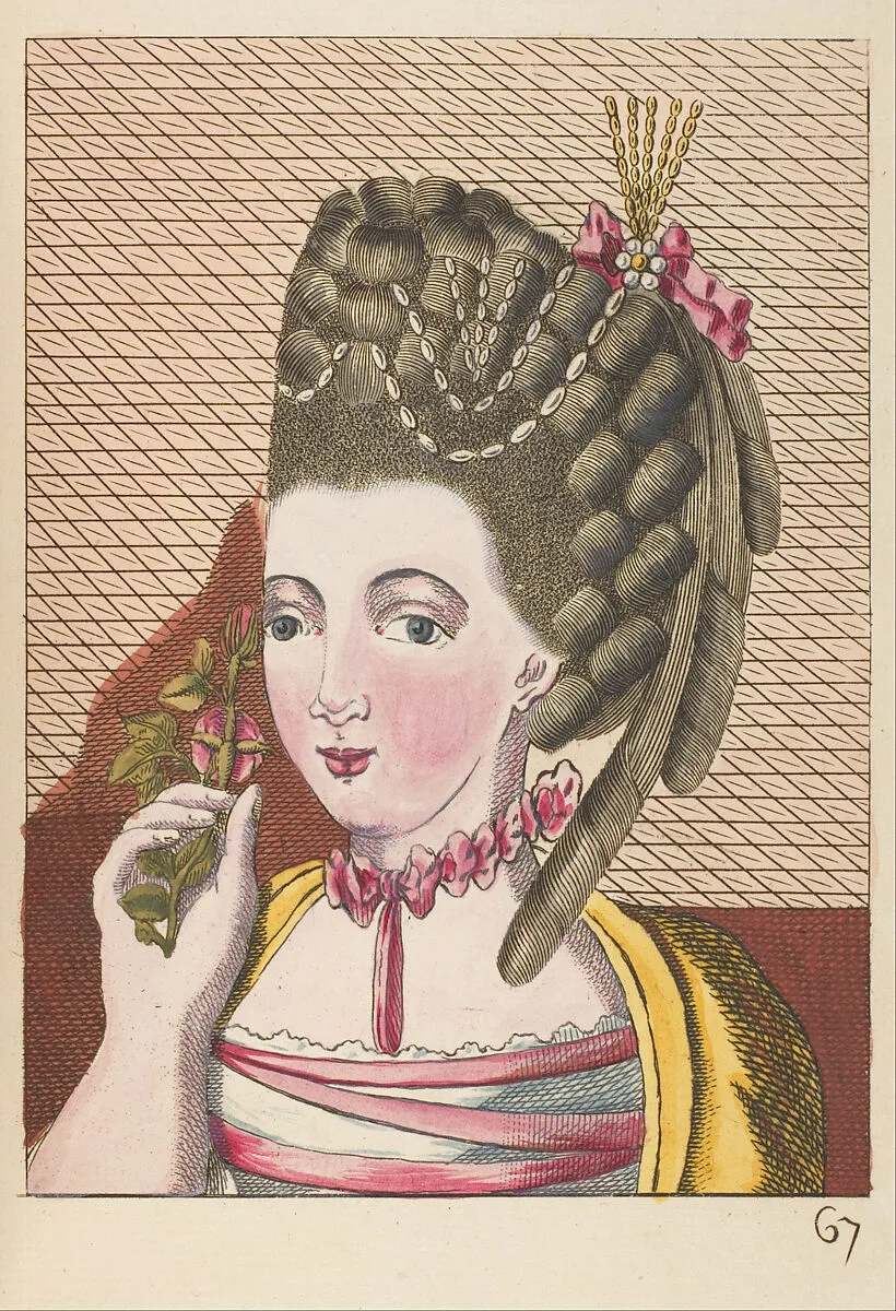 L'art de la coëffure des dames françoises, avec des estampes : où sont représentées les têtes coëffées, gravées sur les dessins originaux de mes accommodages, avec le traité en abrégé d'entretenir & conserver les cheveux naturels — Legros de Rumigny