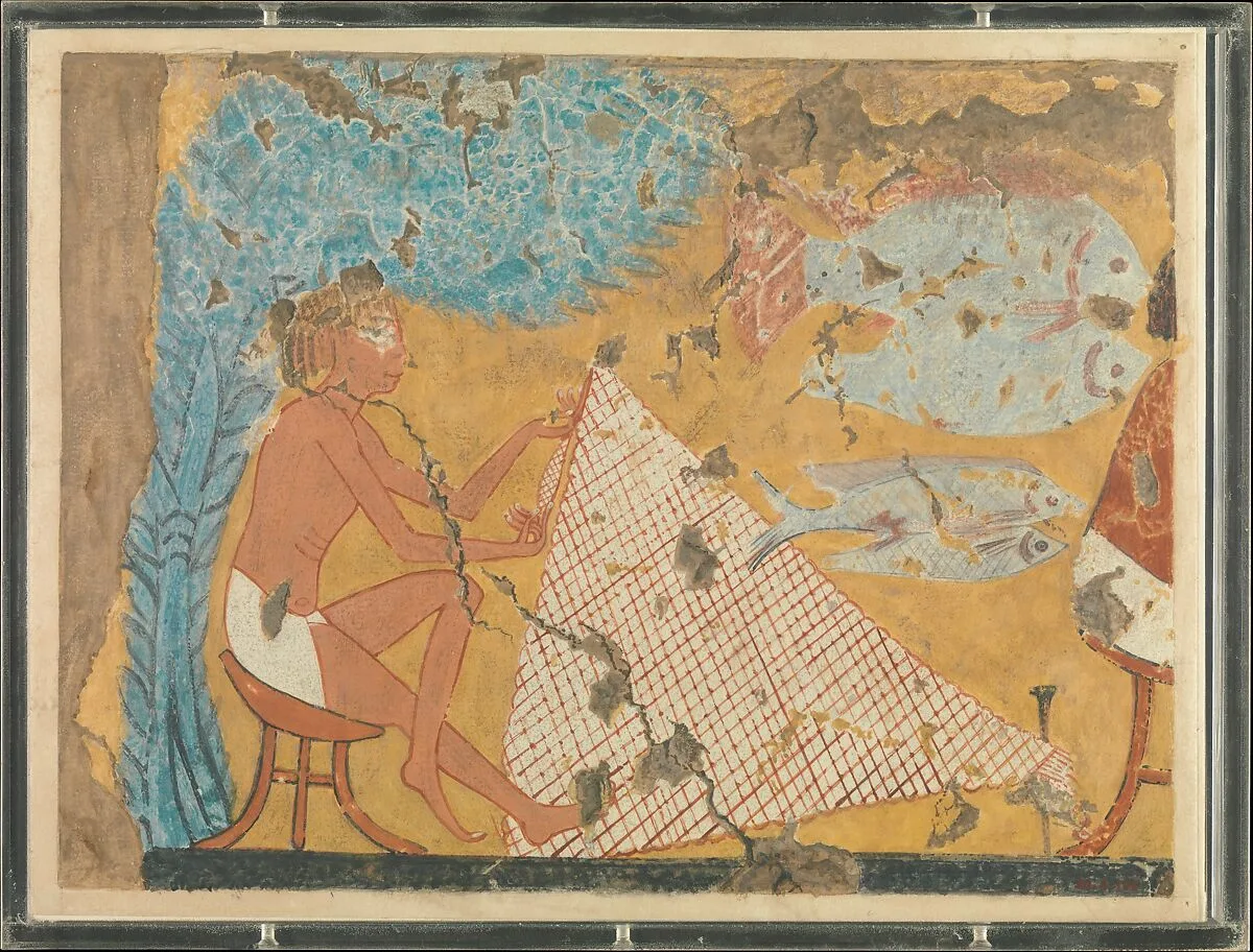 Man Making a Net, Tomb of Ipuy — Norman de Garis Davies