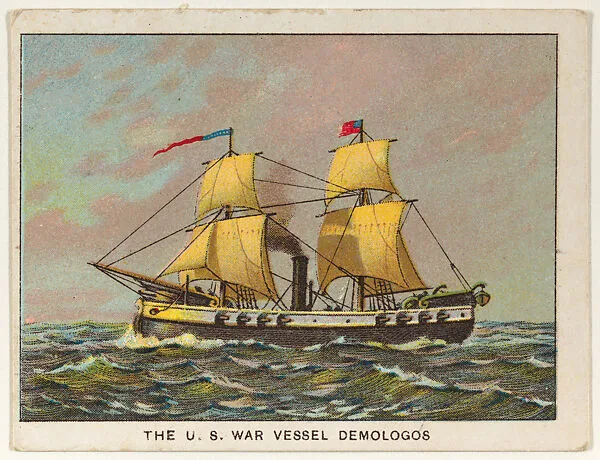 The U.S. War Vessel Demologos, from the "Hudson-Fulton" series (T72), issued with Turkey Red Cigarettes by the American Tobacco Company — American Tobacco Company
