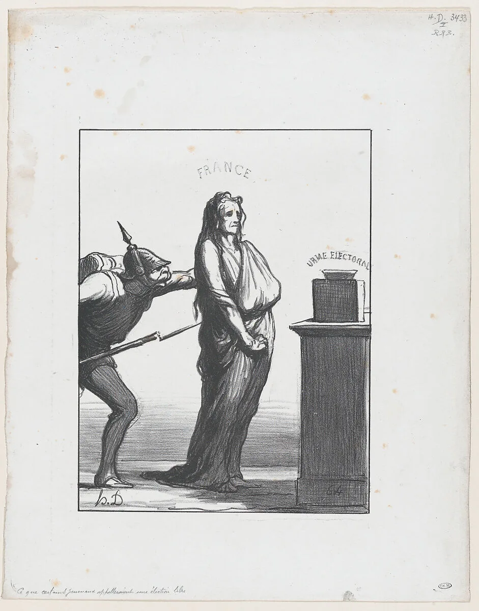 What certain newspapers would call a free election, from 'News of the day' — Honoré Daumier