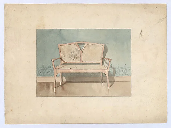 Design for a Wooden Bench with Caning in the Art Nouveau Style — Georges de Feure