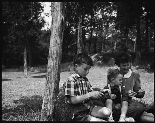 [Emily Workum and Her Children on Lawn, Bedford Village, New York]