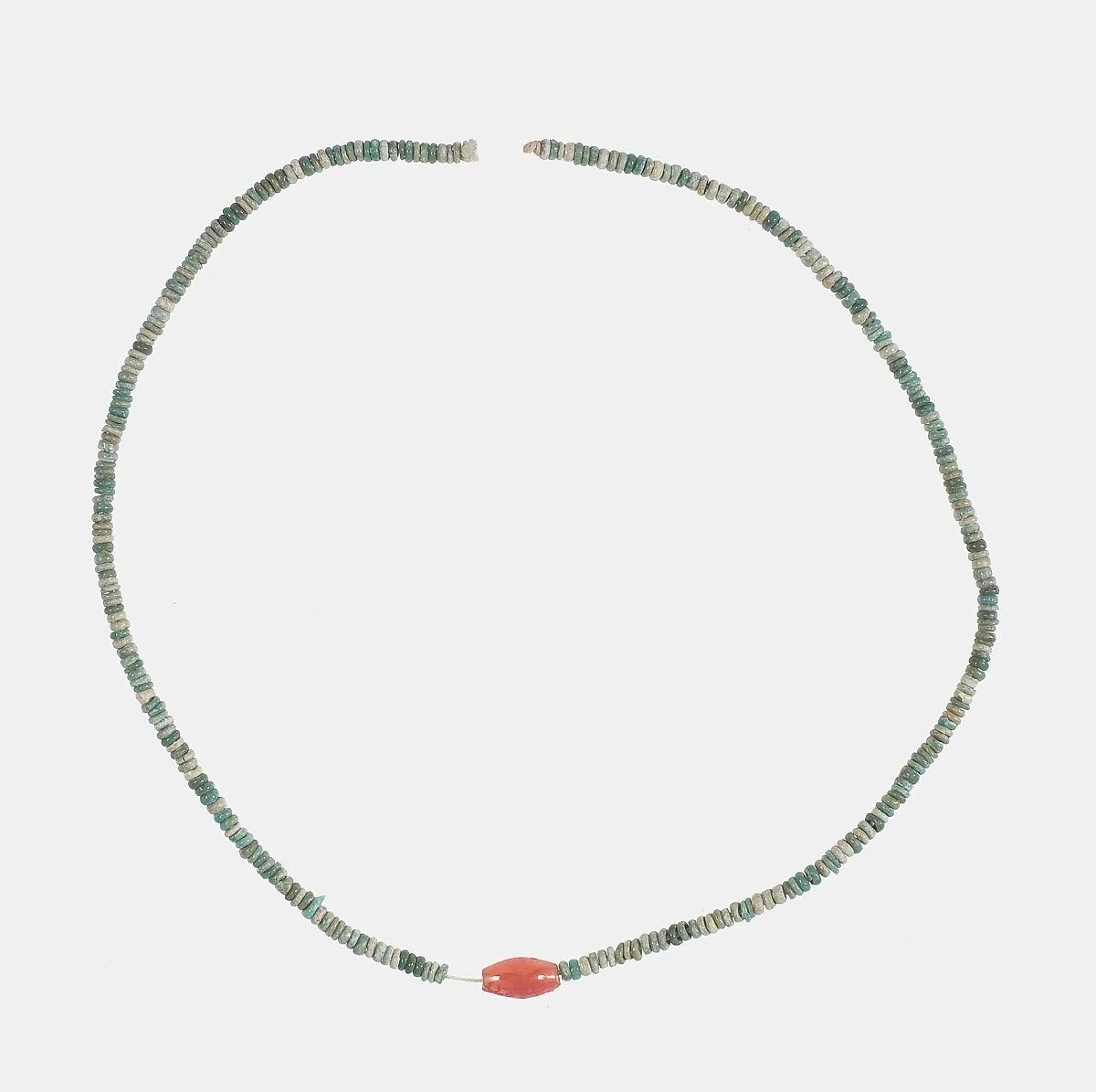Necklace with carnelian barrel bead — Unknown