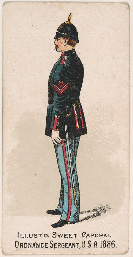Ordnance Sergeant, United States Army, 1886, from the Military Series (N224) issued by Kinney Tobacco Company to promote Sweet Caporal Cigarettes — Kinney Brothers Tobacco Company